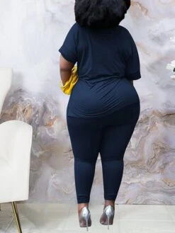 Women's Plus Size Loungewear Sets Pure Color Casual Comfort Soft Daily Date Vacation Polyester Breathable V Wire Short Sleeve Pant Elastic Waist Fall Spring Black Yellow -Ladies Pajamas Store yvarhi1675750212520