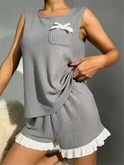 Women's Pajamas Pajama Top And Pant Sets Pure Color Simple Casual Soft Home Daily Bed Waffle Fabric Breathable Crew Neck Sleeveless Shorts Summer Spring Yellow Pink 21 Women's Pajamas Pajama Top And Pant Sets Pure Color Simple Casual Soft Home Daily Bed Waffle Fabric Breathable Crew Neck Sleeveless Shorts Summer Spring Yellow Pink -Ladies Pajamas Store ywwdvw1679451493958