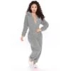 Women's Flannel Onesies Pajama For Adult Jumpsuits Nighty Pure Color Simple Comfort Party Home ChristmasWarm Gift Hoodie Long Sleeve Fall Winter Black -Ladies Pajamas Store yxfxji1639475947246