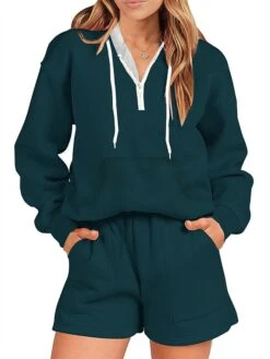 Women's Loungewear Sets Pure Color Sport Casual Comfort Home Street Daily Cotton Blend Breathable Hoodie Long Sleeve Hoodie Shorts Pocket Fall Winter Black Pink 25 Women's Loungewear Sets Pure Color Sport Casual Comfort Home Street Daily Cotton Blend Breathable Hoodie Long Sleeve Hoodie Shorts Pocket Fall Winter Black Pink -Ladies Pajamas Store yzhwew1691478726983