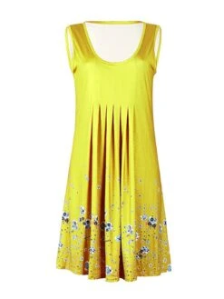 Women's Plus Size Loungewear Nightgown Nightshirt Dress Flower Simple Casual Comfort Home Daily Going Out Polyester Breathable Sleeveless Summer Spring Yellow Pink -Ladies Pajamas Store zbpche1678257324263