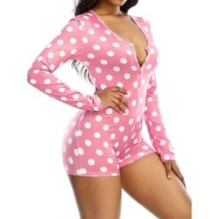 Women's Onesie Pajamas Heart Letter Hot Casual Comfort Home Daily BedBreathable V Wire Long Sleeve Button Fall Winter Pink Red -Ladies Pajamas Store zbtrdf1694164379323
