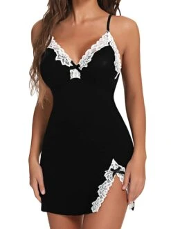 Women's Backless Sexy Lingerie Nightwear - Spandex Color Block Solid Colored Sexy Lingerie Set Black / Red / Green S M L