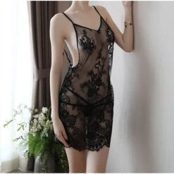 Women's Garters & Suspenders Chemises & Negligees Solid Colored Embroidered POLY Backless Mesh Spring & Summer Fall & Winter White Black / Lace / Spandex / Lace / Sexy -Ladies Pajamas Store zekbos1587522454316