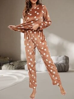 Women's Flannel Pajamas Sets Top And Pant Sets Dot Fashion Casual Soft Home Daily Bed Flannel Warm Breathable Crew Neck Long Sleeve Pant Fall Winter Brown 8 Women's Flannel Pajamas Sets Top And Pant Sets Dot Fashion Casual Soft Home Daily Bed Flannel Warm Breathable Crew Neck Long Sleeve Pant Fall Winter Brown -Ladies Pajamas Store zfuozl1689581343031