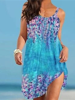 Women's Loungewear Nightgown Nightshirt Dress Tie Dye Plant Fashion Casual Home Street Date Polyester Breathable Straps Sleeveless Summer Spring Lake Blue Black -Ladies Pajamas Store zgllnc1679451563334