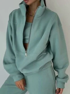 Women's Loungewear Sets Pure Color Warm Fashion Casual Street Daily Date Polyester Warm Breathable Stand Collar Long Sleeve Hoodie Pant Pocket Fall Winter Dark Brown Grass Green 22 Women's Loungewear Sets Pure Color Warm Fashion Casual Street Daily Date Polyester Warm Breathable Stand Collar Long Sleeve Hoodie Pant Pocket Fall Winter Dark Brown Grass Green -Ladies Pajamas Store zhwgkc1695798630162