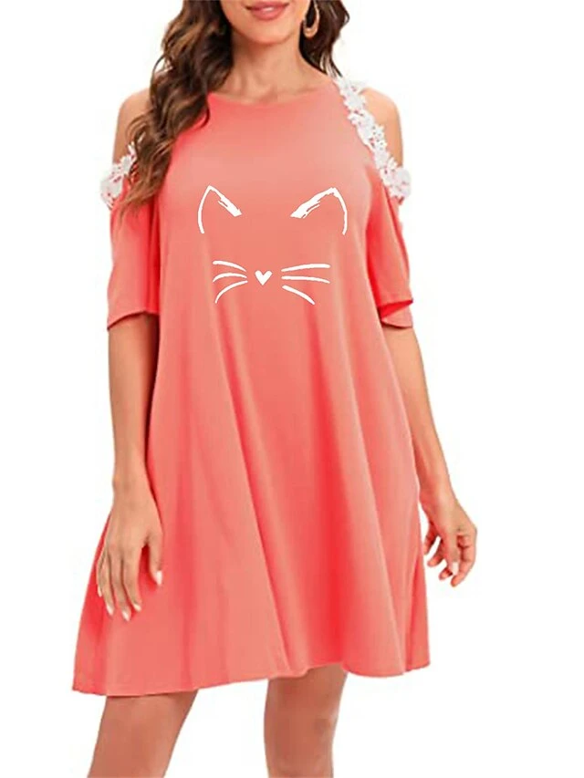 Women's Loungewear Nightgown Nightshirt Dress Cat Casual Comfort Sweet Home Street Daily Polyester Breathable Crew Neck Half Sleeve Hole Summer Spring Black Light Green 8 Women's Loungewear Nightgown Nightshirt Dress Cat Casual Comfort Sweet Home Street Daily Polyester Breathable Crew Neck Half Sleeve Hole Summer Spring Black Light Green - Image 6