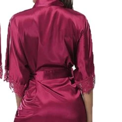 Women's Robes Gown Sets Bathrobes Nighty 1 PCS Pure Color Satin Simple Casual Home Party Wedding Party Spandex Gift Half Sleeve Lace Belt Included Spring Summer White Black 13 Women's Robes Gown Sets Bathrobes Nighty 1 PCS Pure Color Satin Simple Casual Home Party Wedding Party Spandex Gift Half Sleeve Lace Belt Included Spring Summer White Black -Ladies Pajamas Store zjtfmv1669947626509