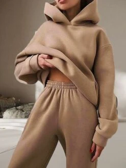 Women's Lounge Sets Long Sleeve Hoodie Pant Pure Color Fashion Casual Comfort Street Daily Date Polyester Breathable Hoodie Fall Winter Pink Red -Ladies Pajamas Store ztqidj1693382597246