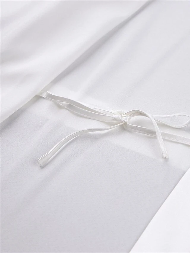 Women's Pajamas Bathrobe Robes Gown Pure Color Fashion Casual Comfort Home Daily Bed Satin Breathable V Wire Long Sleeve Feather Summer Fall White 8 Women's Pajamas Bathrobe Robes Gown Pure Color Fashion Casual Comfort Home Daily Bed Satin Breathable V Wire Long Sleeve Feather Summer Fall White - Image 6