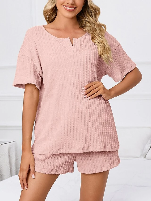 Women's Plus Size Loungewear Sets Pure Color Casual Comfort Soft Home Street Daily Polyester V Wire Short Sleeve T Shirt Tee Shorts Pocket Summer Spring Black Pink 21 Women's Plus Size Loungewear Sets Pure Color Casual Comfort Soft Home Street Daily Polyester V Wire Short Sleeve T Shirt Tee Shorts Pocket Summer Spring Black Pink - Image 19