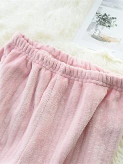 Women's Pajamas Sets Pure Color Warm Casual Soft Home Daily Bed Polyester Breathable Lapel Long Sleeve Shirt Pant Button Pocket Fall Winter Pink -Ladies Pajamas Store zzeibs1692348362642